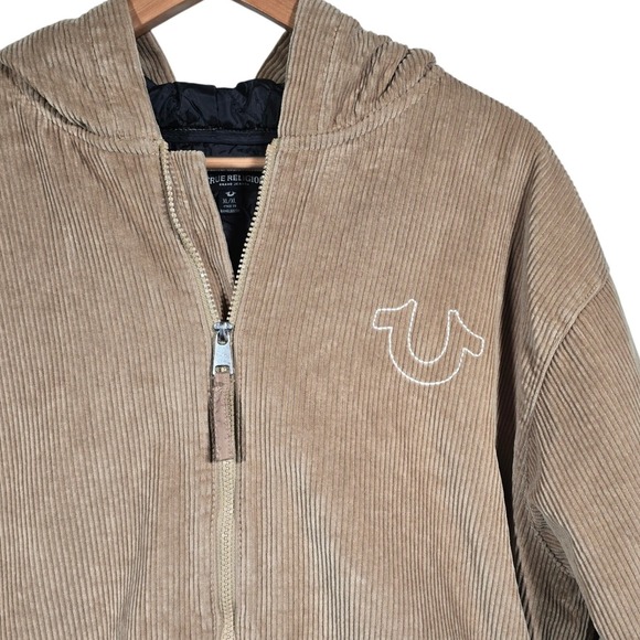 True Religion Vintage Corduroy Jacket Mens XL Extra Large Travertine Hooded - Picture 4 of 12